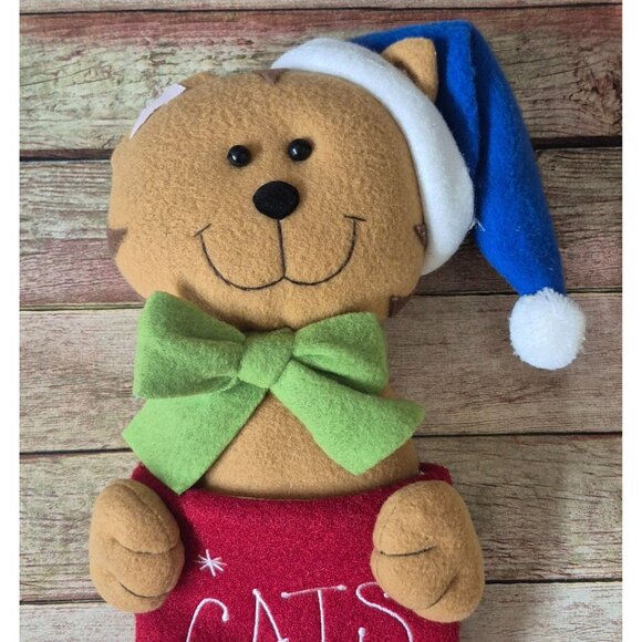 Adorable 16" Cat's Rule 3D Christmas Stocking Decor Cute Mouse & Cat MINT - Picture 2 of 5